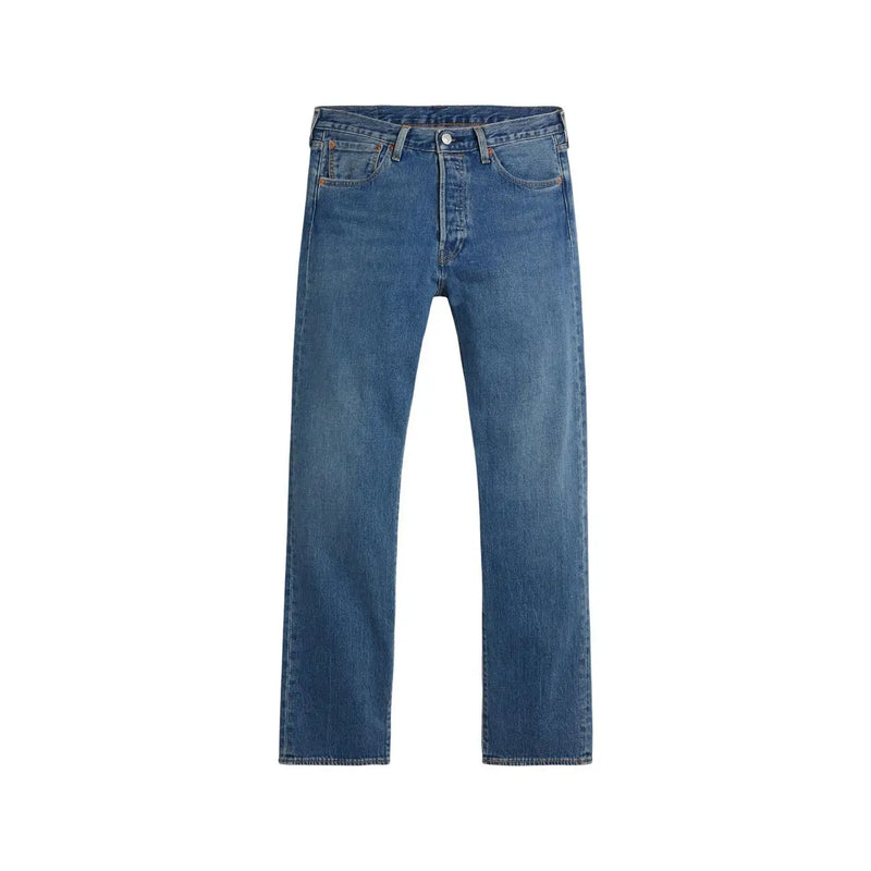 Jean Levi's classique en denim bleu, coupe droite, avec surpiqûres vintage, vue de face