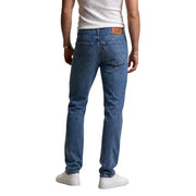 Jean Levi's homme bleu coupe classique en denim mélangé coton lyocell avec ceinture à empiècement en cuir marron (face arrière)