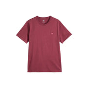 T-shirt Levi's bordeaux pour homme, en coton, à col rond et manches courtes, avec un petit logo brodé sur la poitrine gauche.