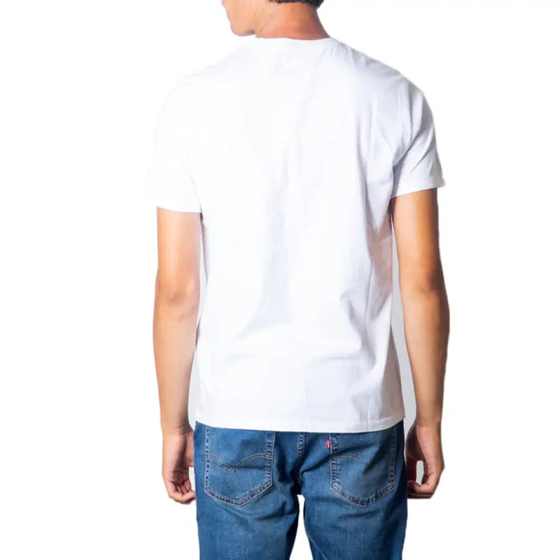 Levis homme t-shirt en coton blanc, avec un col rond simple et des manches courtes pour une tenue décontractée