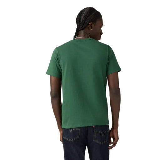 T-shirt Levi's pour homme, vert, col rond court, 100 % coton, coutures discrètes et design classique à col rond.