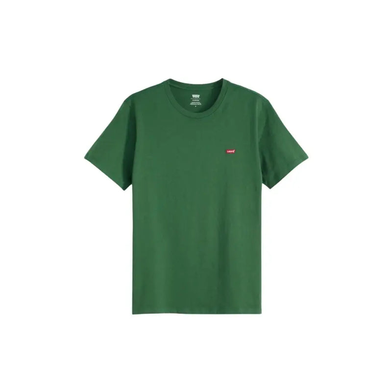 T-shirt Levi's vert foncé pour homme, manches courtes, col rond, petit logo rouge, 100 % coton