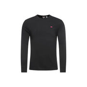 T-shirt Levi's noir en coton à manches longues, col rond et petit logo rouge sur la poitrine gauche.