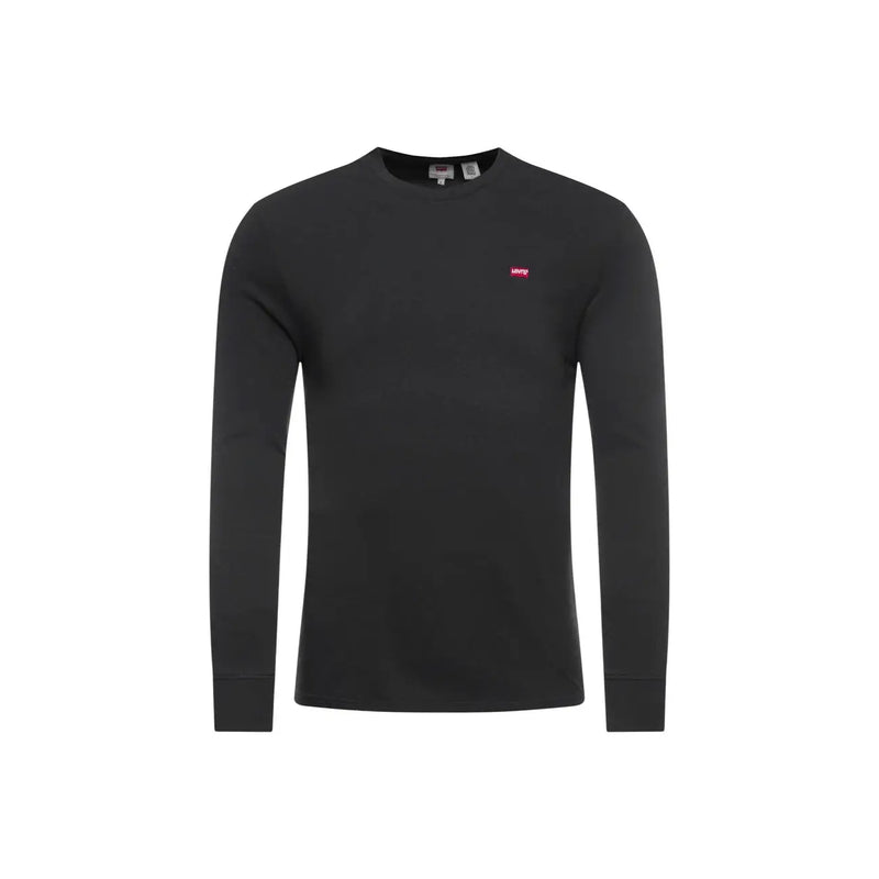 T-shirt Levi's noir en coton à manches longues, col rond et petit logo rouge sur la poitrine gauche.