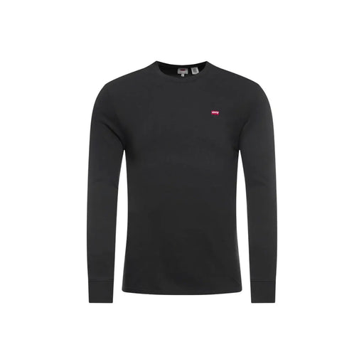 T-shirt Levi's noir en coton à manches longues, col rond et petit logo rouge sur la poitrine gauche.