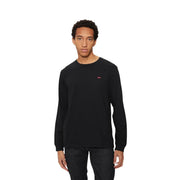 T-shirt Levi's noir à manches longues pour homme, en coton, col rond et petit logo rouge sur la poitrine gauche