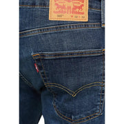 502 levi’s jeans in dark blue, made of denim material with a classic fit and iconic horse logo.