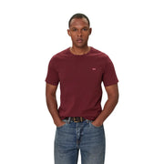T-shirt Levi's pour homme, bordeaux, en coton, coupe classique, avec petit logo rouge sur la poitrine gauche.