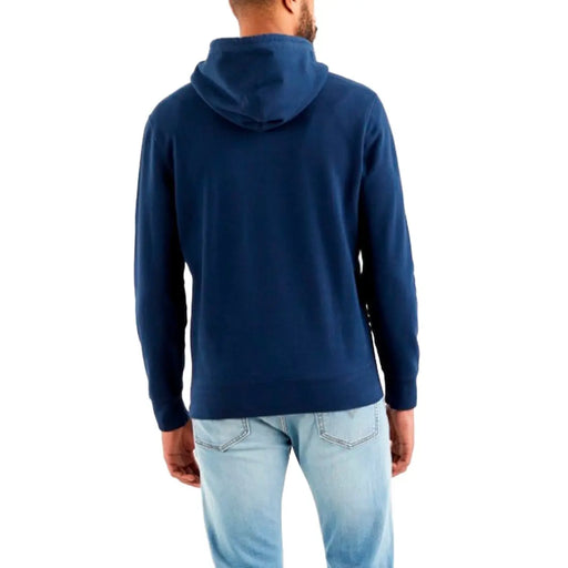 Sweat à capuche Levi's bleu marine pour homme, en coton, avec capuche (vue de face), idéal pour un look décontracté.