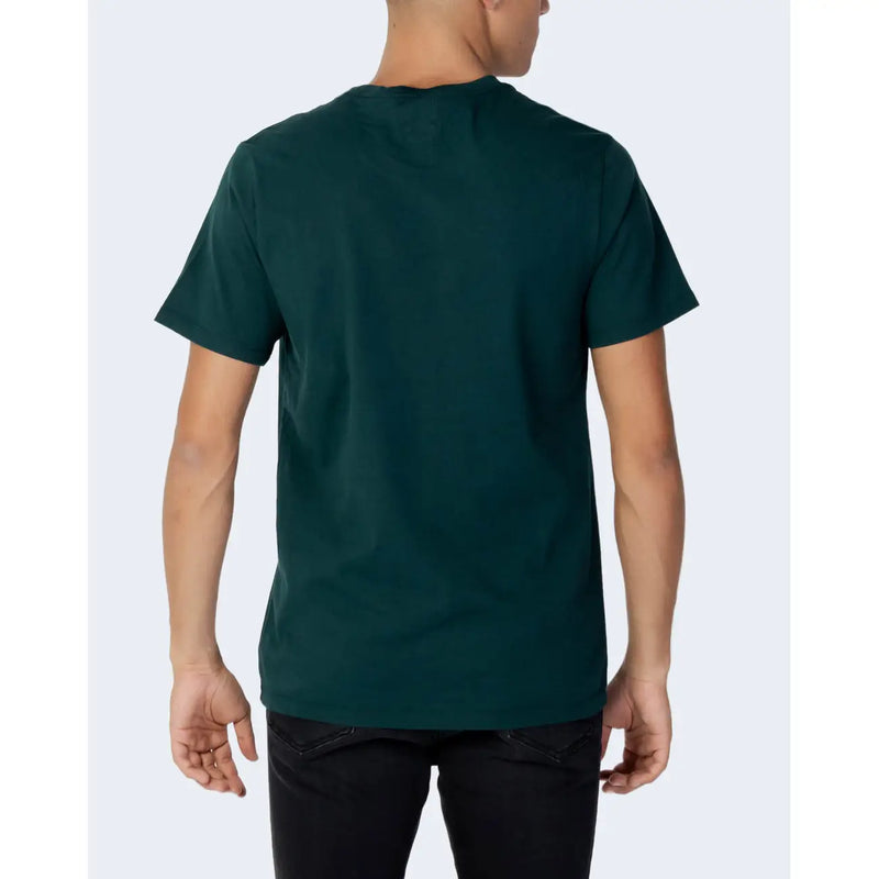 T-shirt Levi's vert foncé pour homme, en coton, à manches courtes et col rond, vue de face, idéal pour un style décontracté.