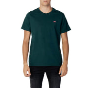 T-shirt Levi's vert en coton pour homme, col rond et petit logo rouge sur la poitrine gauche