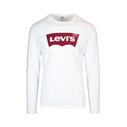 Levi’s men’s white long sleeve cotton t-shirt with bold red logo and white lettering across the chest