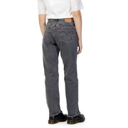 Levi’s women’s black jeans in dark gray 100 percent cotton with classic five-pocket design and frayed cuffs