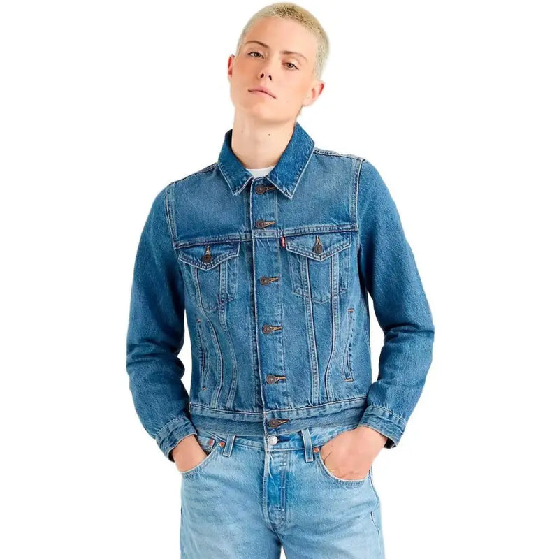 Levi’s women’s light blue denim blazer with classic button closures chest and side pockets