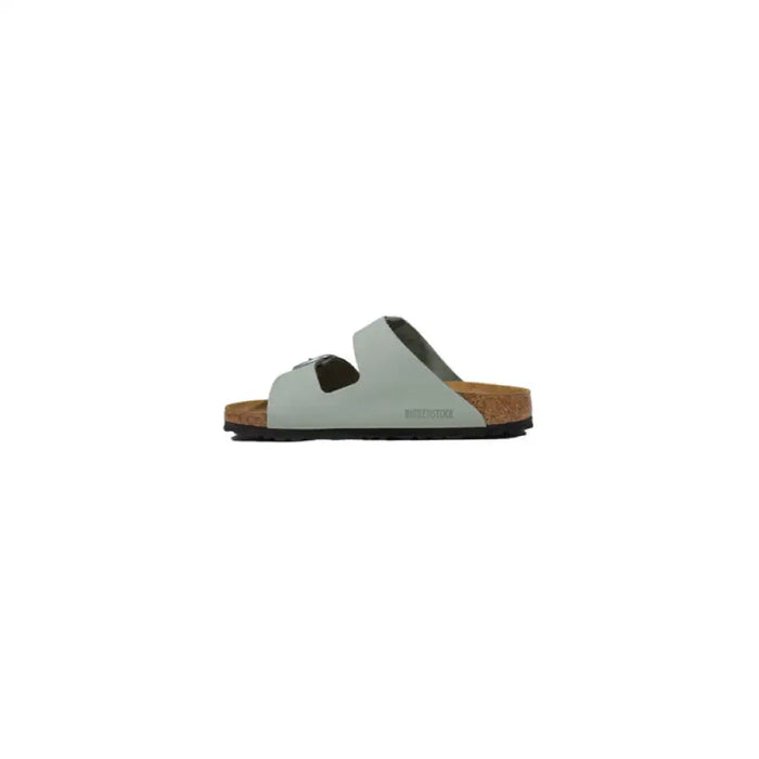 Light blue Birkenstock sandal displayed in the Gray Double Buckle Sandal product image