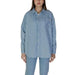 Light blue collared button-up shirt with long sleeves and chest pocket by Calvin Klein Jeans