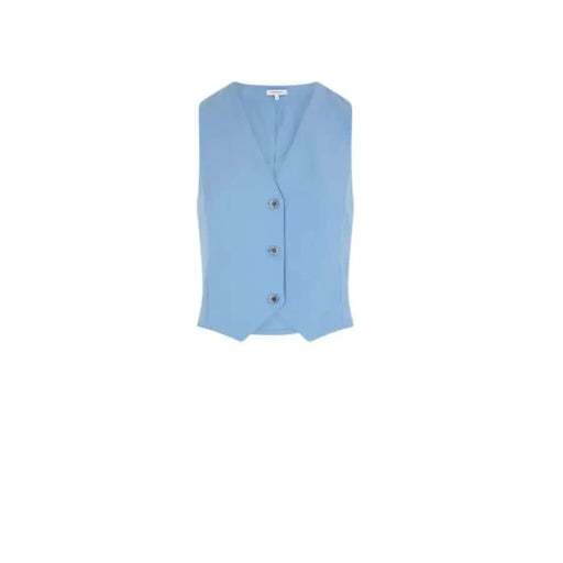 Light blue button-up vest from Morgan De Toi Women’s V-Neck Sleeveless Gilet