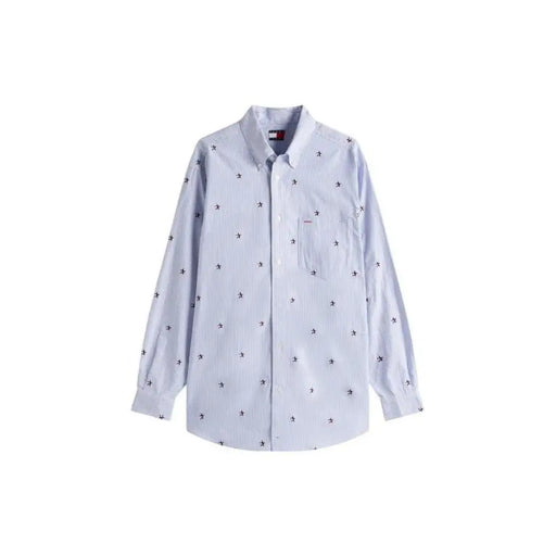 Light blue Tommy Hilfiger organic cotton long sleeve shirt with anchor pattern