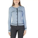 Light blue cardigan with black trim from Morgan De Toi featuring buttons and pockets