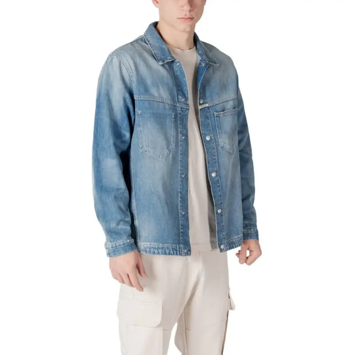 Light Blue Denim Jacket showcasing a stylish design in soft blue hues