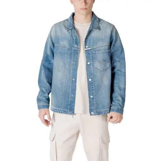 Light blue denim jacket showcasing a stylish and versatile fashion outerwear option