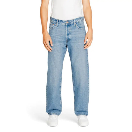 Light blue denim jeans displayed in a product image