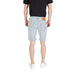 Light blue denim shorts displayed on a product page