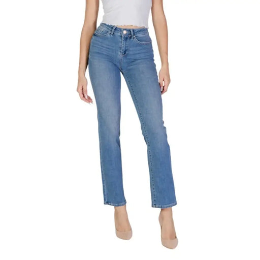 Light blue denim jeans for women displayed in a product image