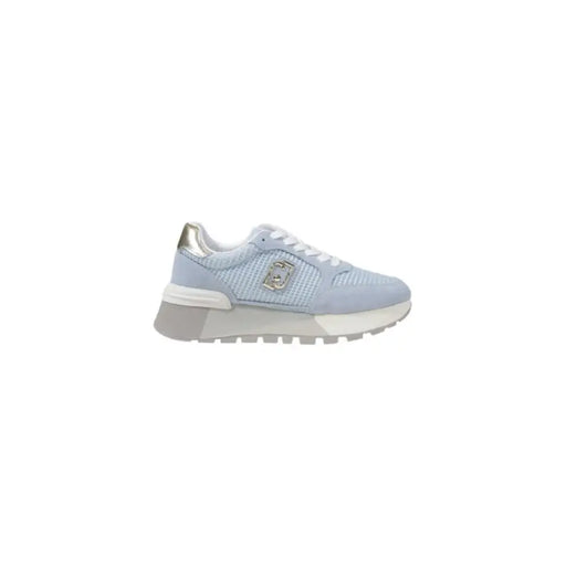 Light blue and silver sneaker displayed in the Light Blue and Silver Sneaker product image