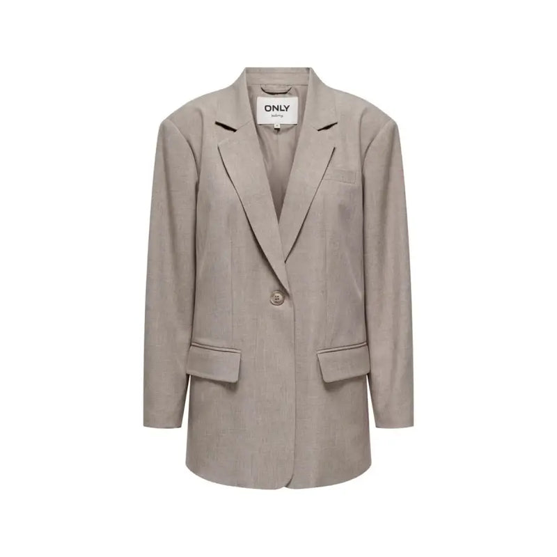 Blazer bleu clair pour femme en lin mélangé, coupe oversize, un bouton et poches à rabat