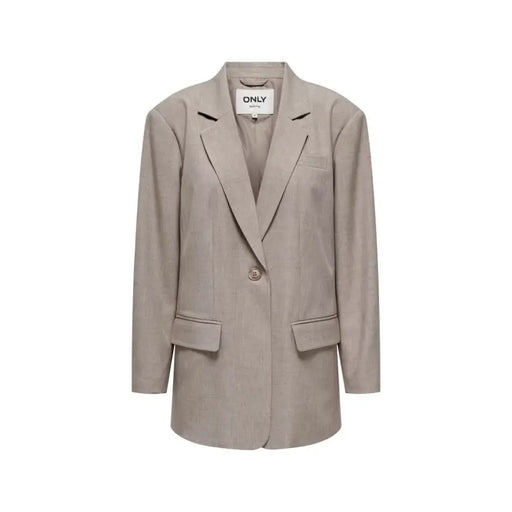 Blazer bleu clair pour femme en lin mélangé, coupe oversize, un bouton et poches à rabat