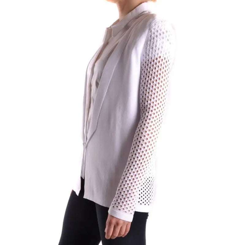 Light gray blazer with mesh sleeves from Light Gray and White Blazers and Blouse collection