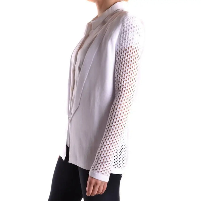 Light gray blazer with mesh sleeves from Light Gray and White Blazers and Blouse collection