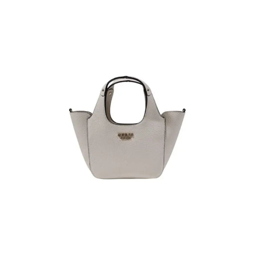 Light gray Guess textured handbag displayed in the Guess Textured Handbag in Beige and Light Gray product image