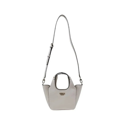 Light gray textured shoulder bag from Guess showcased in the product listing
