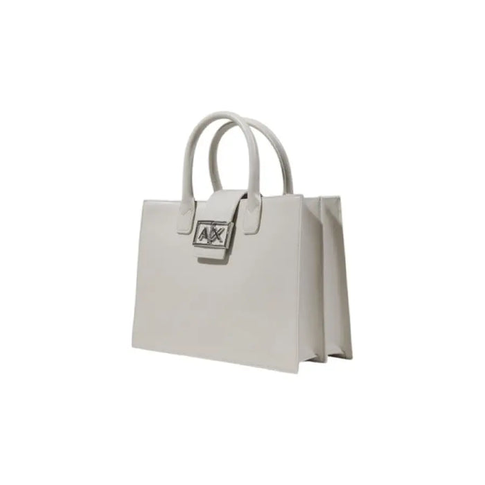 Light gray leather tote bag shown in the Leather Tote Bag in Gray, Light Gray and White collection