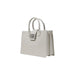 Light gray leather tote bag shown in the Leather Tote Bag in Gray, Light Gray and White collection