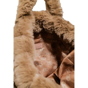 Brown faux fur tote bag with patterned lining from Liu Jo Beige Leather Handbag collection