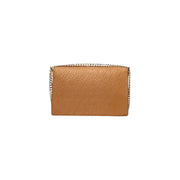 Liu Jo beige polyester handbag with tan leather crossbody design embossed logo and gold-tone chain strap 23x16x9 cm