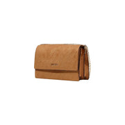 Liu Jo beige polyester handbag shoulder bag with tan leather crossbody design embossed logo and gold-tone chain strap