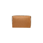 Liu Jo beige polyester handbag with tan leather crossbody design embossed logo and gold-tone chain strap 23x16x9 cm