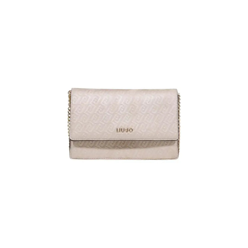 Liu Jo Pochette en polyester beige avec logo en relief et bandoulière chaîne dorée