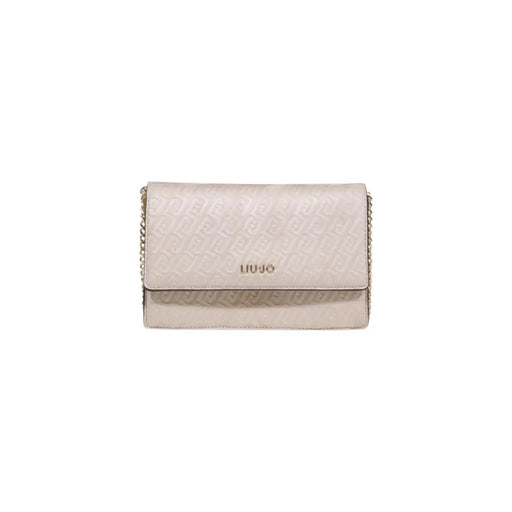 Liu Jo Pochette en polyester beige avec logo en relief et bandoulière chaîne dorée
