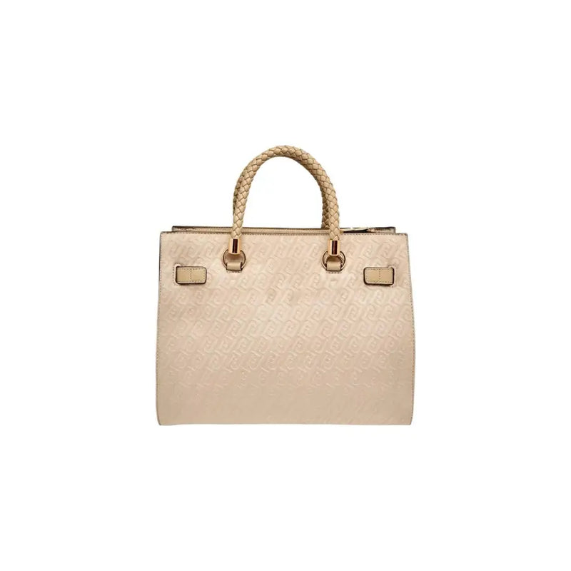 Liu Jo Sac à main beige en polyester avec anses tressées, logo en relief et bandoulière.