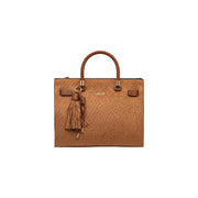 Liu Jo beige polyester handbag with braided leather handles and embossed logo