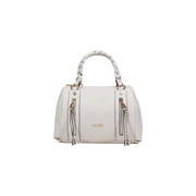 Liu Jo beige polyurethane handbag with white leather braided handles and gold zippers