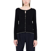 Liu Jo black button front long sleeve knit cardigan with silver beaded trim
