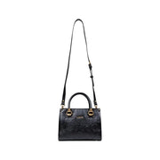 Black embossed top-handle shoulder bag with gold-tone hardware from Liu Jo Fall Winter collection