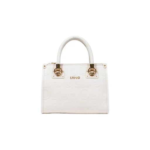 White leather tote bag with gold hardware and top handle from Liu Jo Black Fall Winter collection