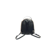 Liu jo black leather backpack with leopard print trim silver toned top handle and zip pockets in polyurethane